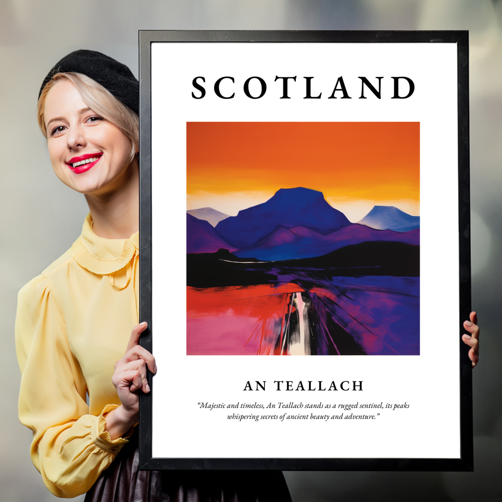 Person holding a poster of An Teallach