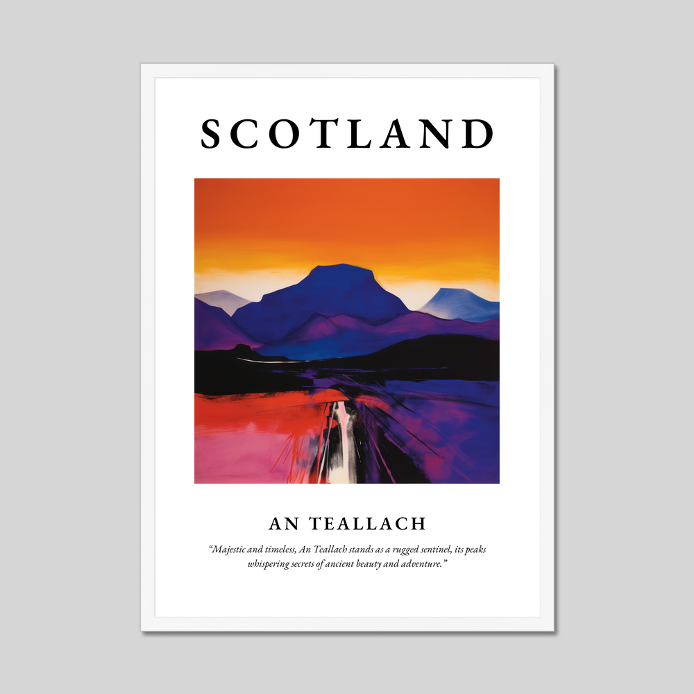 Poster in a white frame with the word Scotland