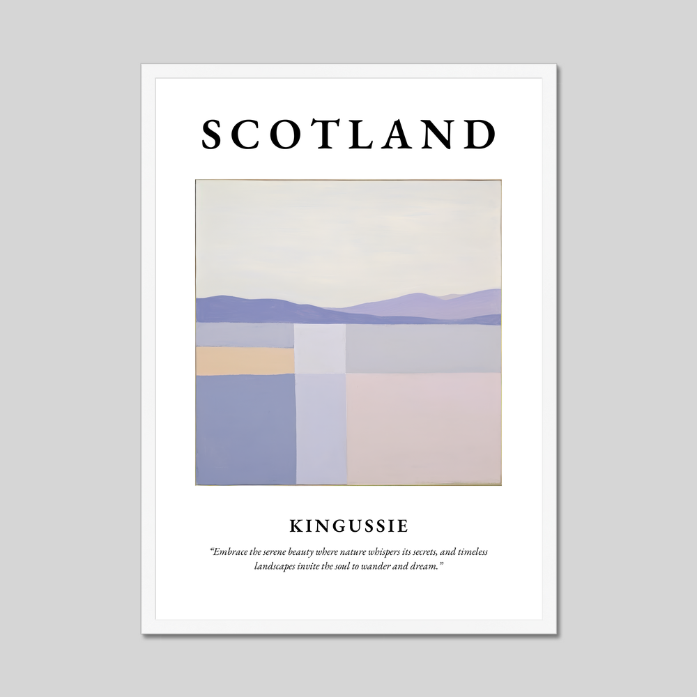 Poster in a white frame with the word Scotland