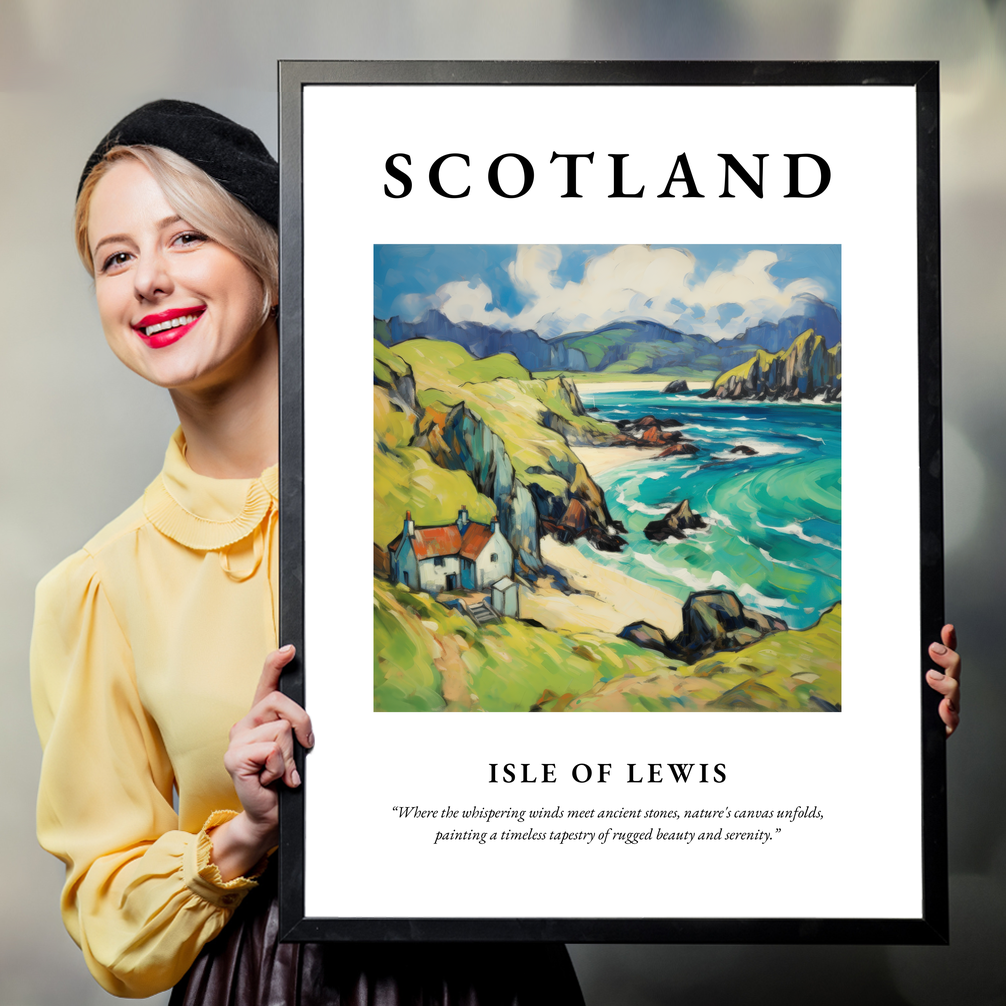 Person holding a poster of Isle of Lewis