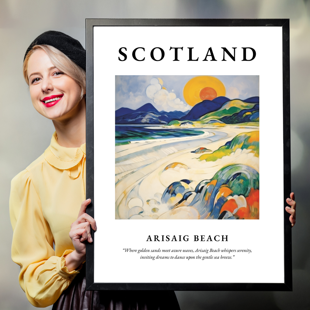 Person holding a poster of Arisaig Beach