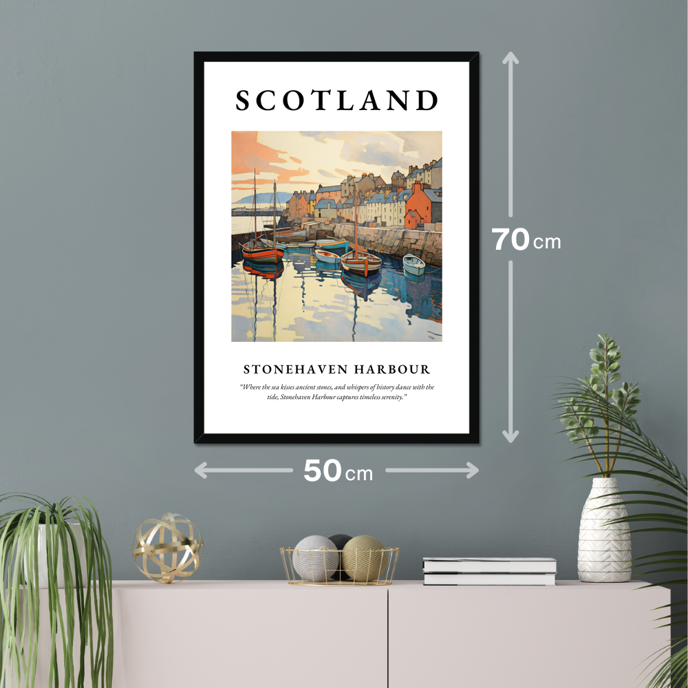 Poster of Stonehaven Harbour hanging on a wall