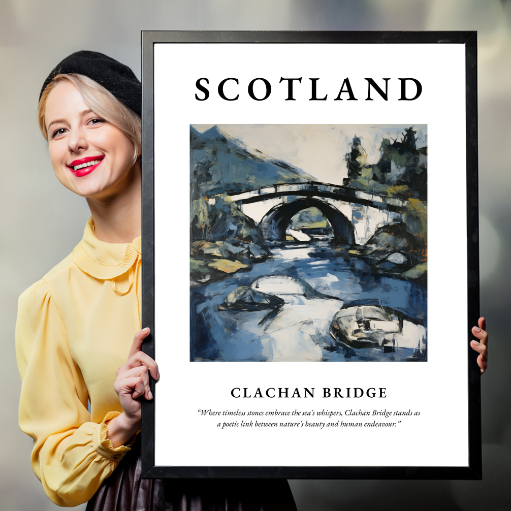 Person holding a poster of Clachan Bridge