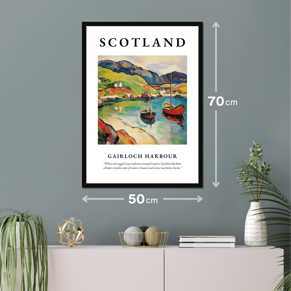 Poster of Gairloch Harbour hanging on a wall