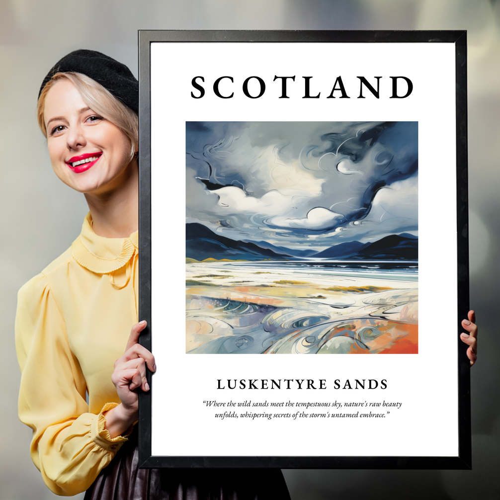 Person holding a poster of Luskentyre Sands