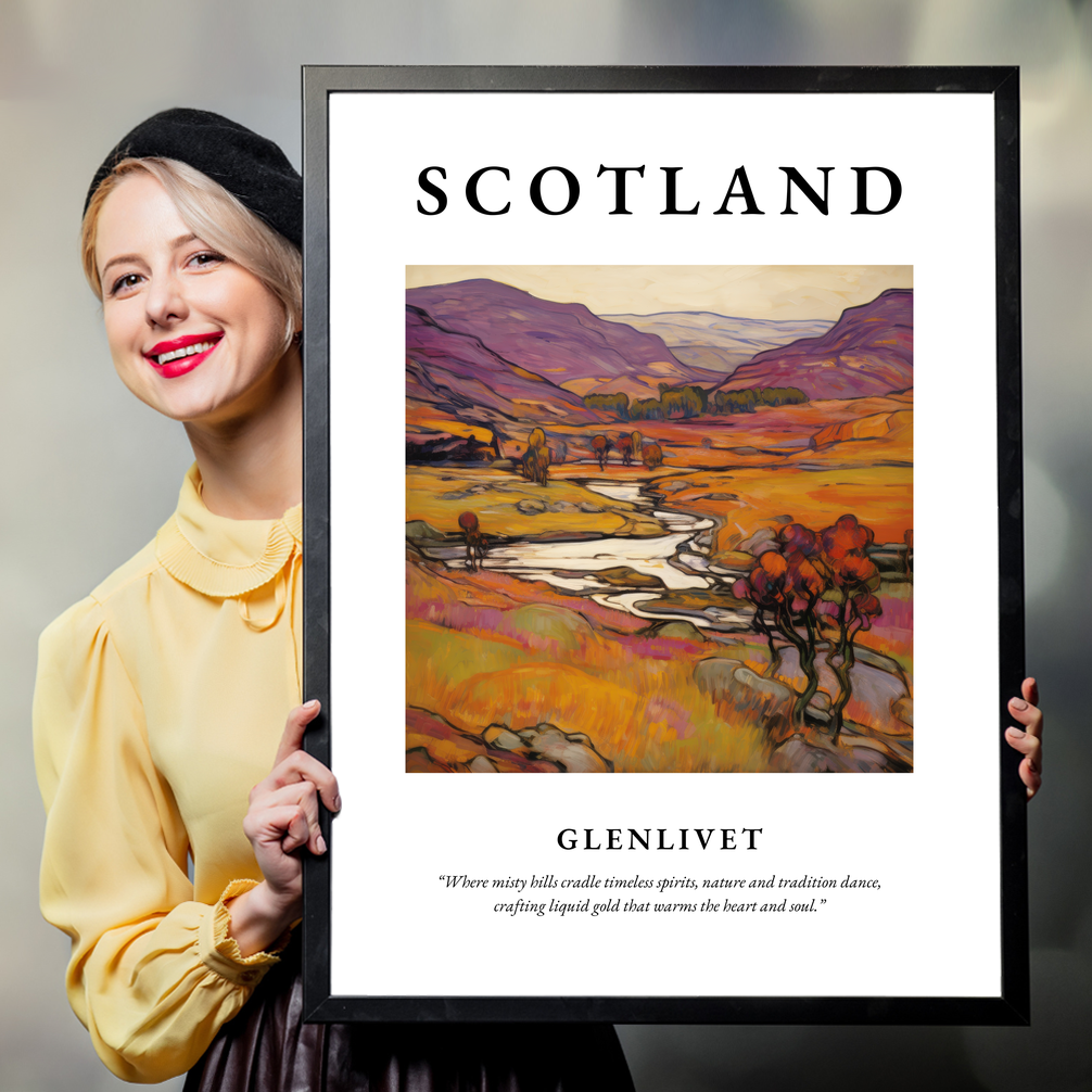 Person holding a poster of Glenlivet