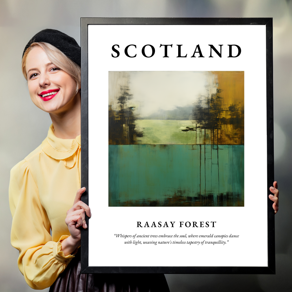 Person holding a poster of Raasay Forest