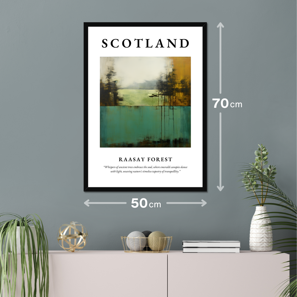 Poster of Raasay Forest hanging on a wall