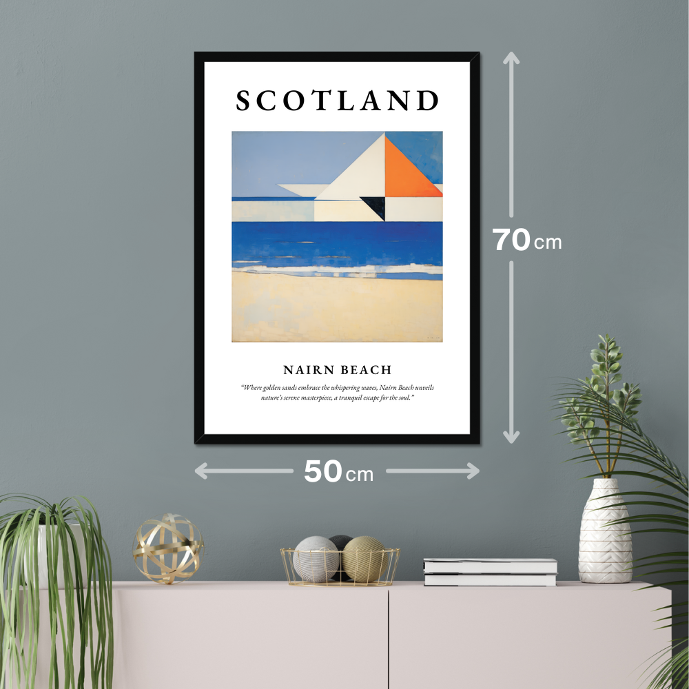 Poster of Nairn Beach hanging on a wall