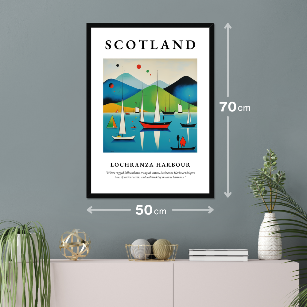 Poster of Lochranza Harbour hanging on a wall