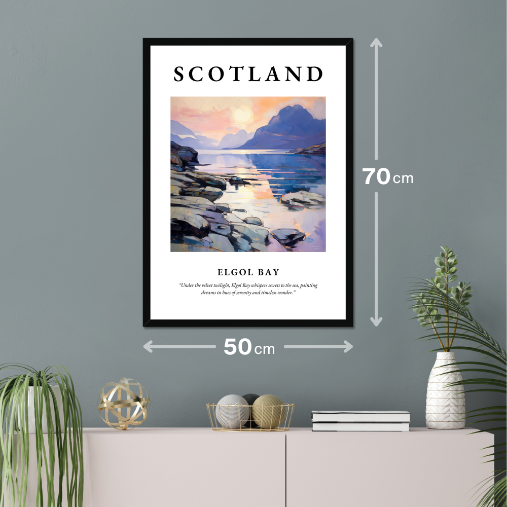 Poster of Elgol Bay hanging on a wall