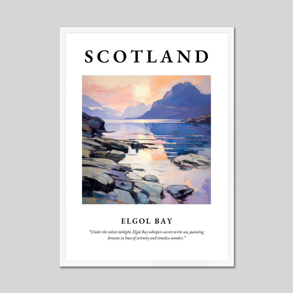 Poster in a white frame with the word Scotland