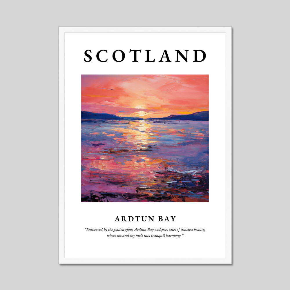 Poster in a white frame with the word Scotland