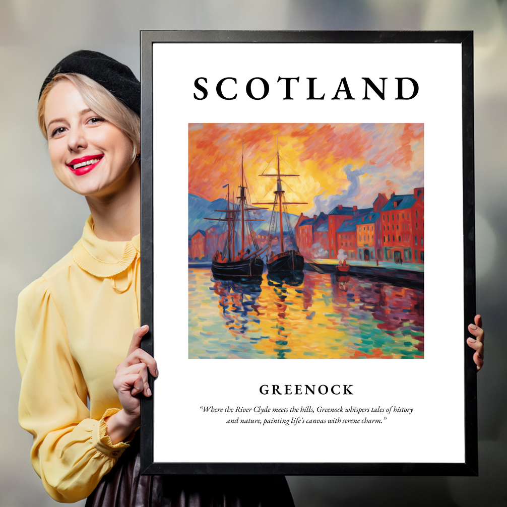 Person holding a poster of Greenock