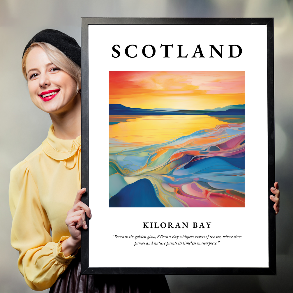 Person holding a poster of Kiloran Bay