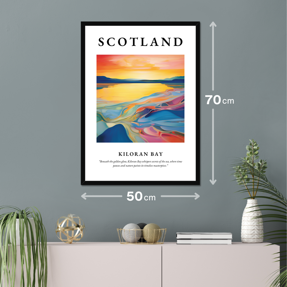 Poster of Kiloran Bay hanging on a wall