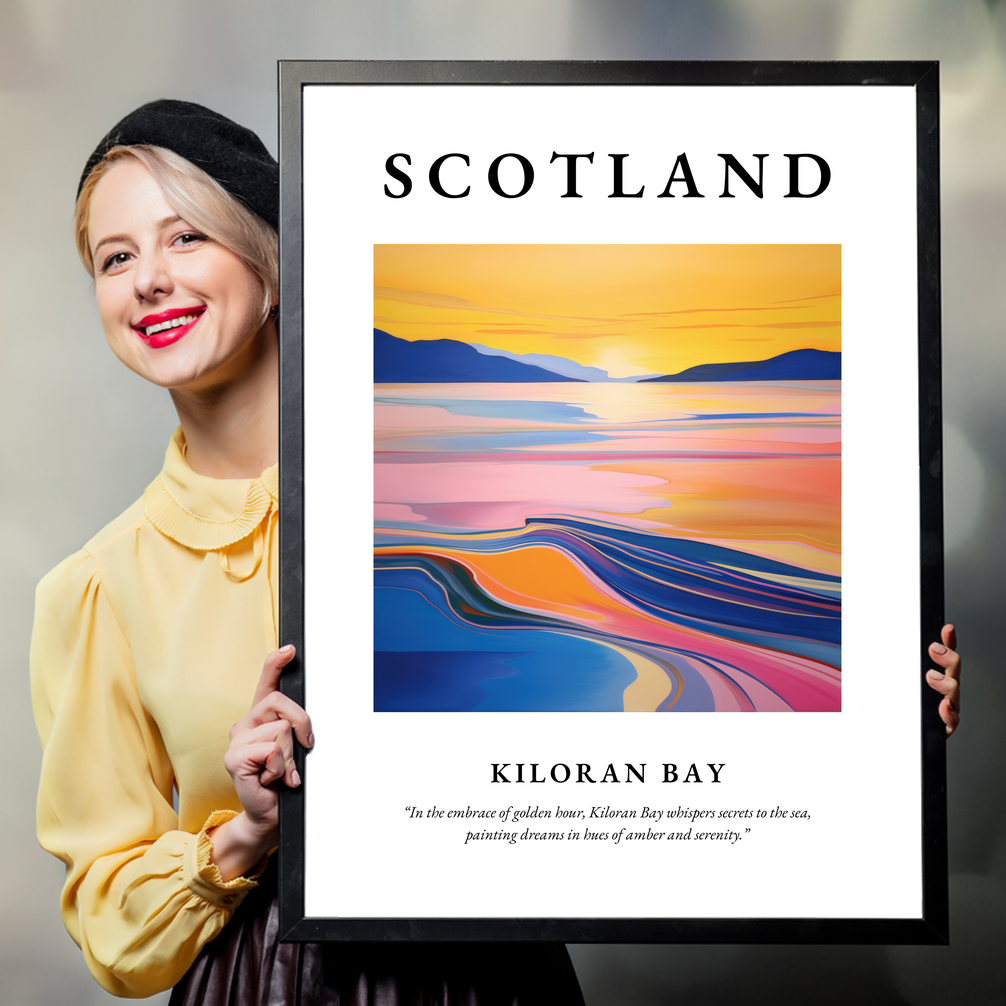 Person holding a poster of Kiloran Bay