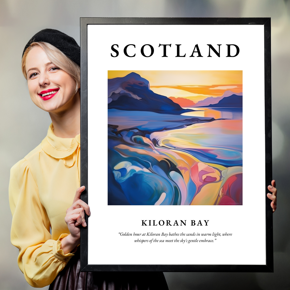 Person holding a poster of Kiloran Bay