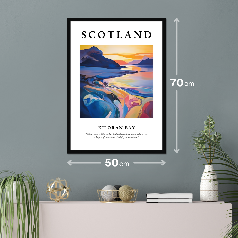 Poster of Kiloran Bay hanging on a wall