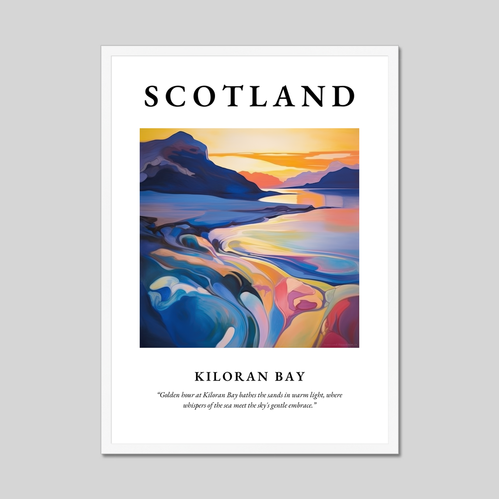 Poster in a white frame with the word Scotland