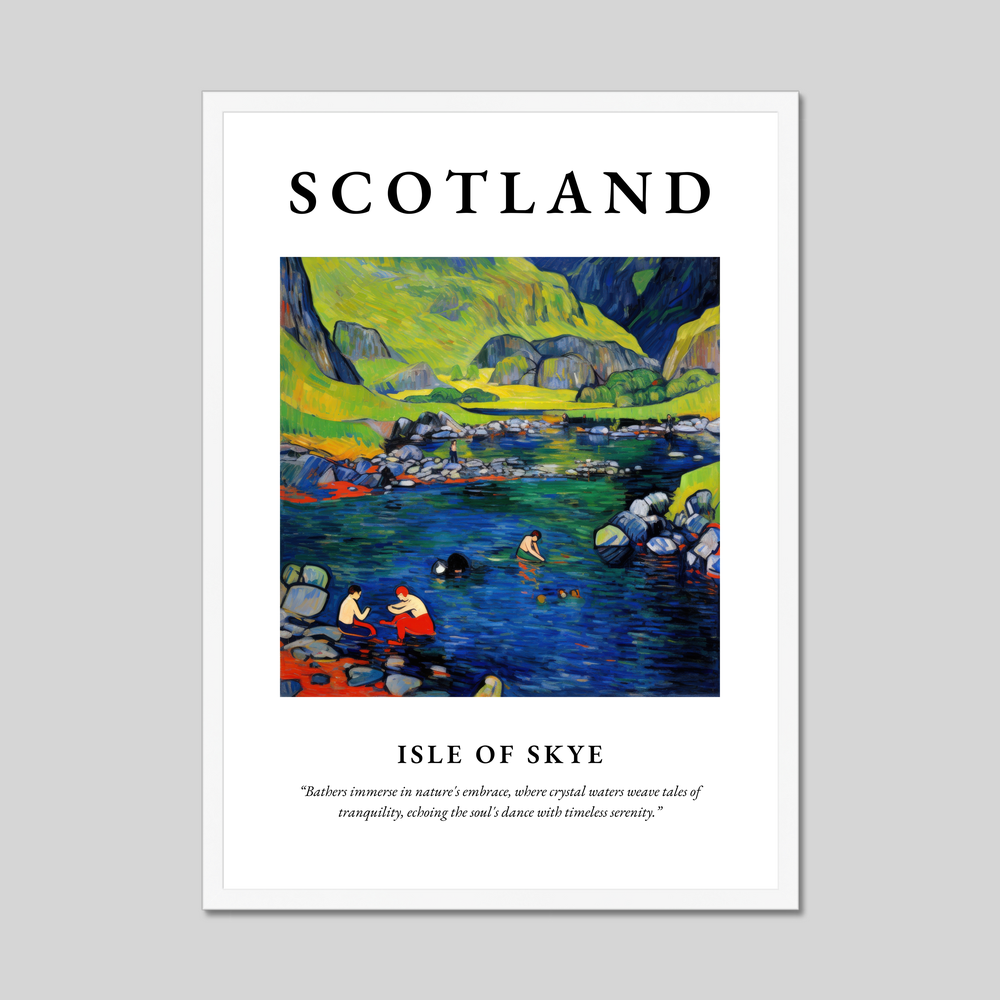 Poster in a white frame with the word Scotland