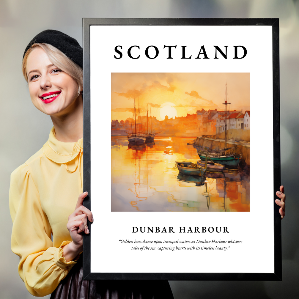 Person holding a poster of Dunbar Harbour