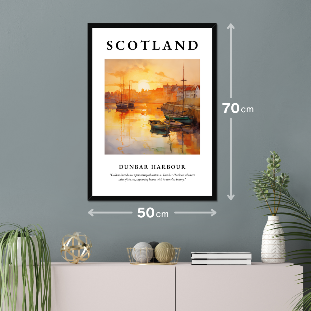 Poster of Dunbar Harbour hanging on a wall