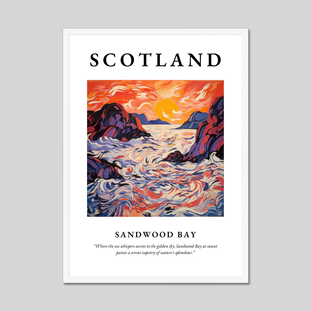 Poster in a white frame with the word Scotland