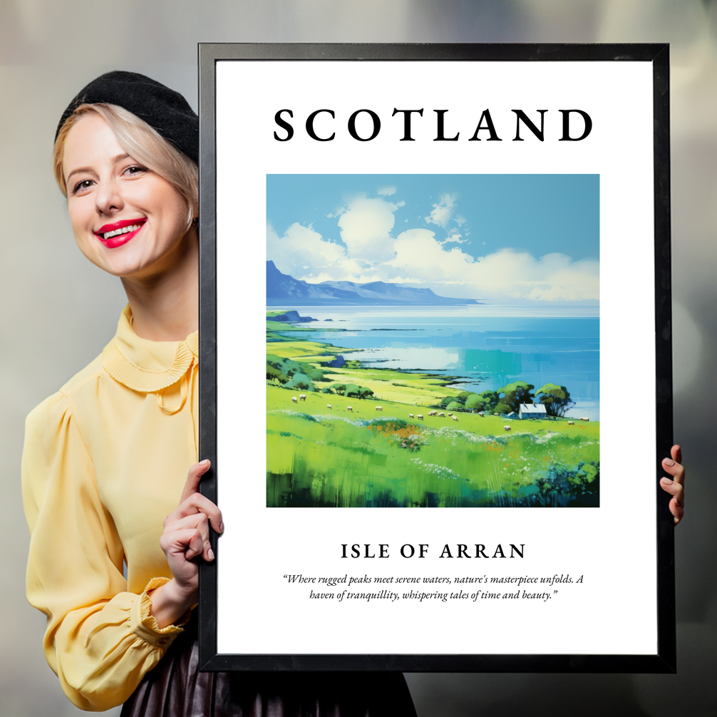 Person holding a poster of Isle of Arran