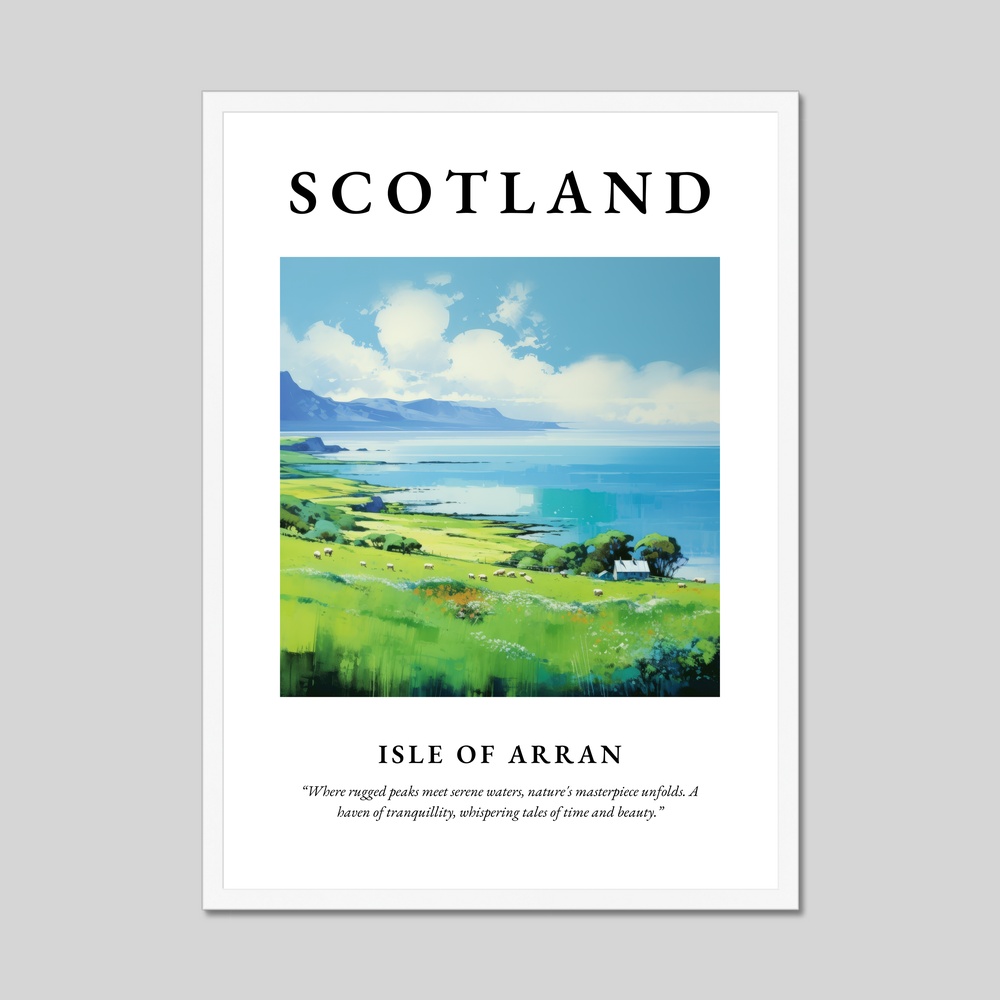 Poster in a white frame with the word Scotland