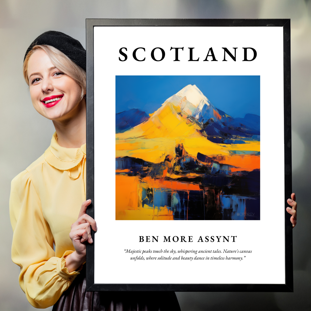 Person holding a poster of Ben More Assynt