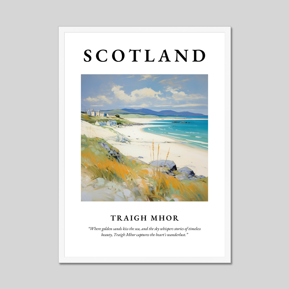 Poster in a white frame with the word Scotland