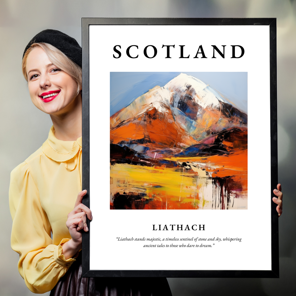 Person holding a poster of Liathach