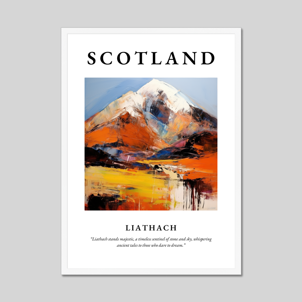 Poster in a white frame with the word Scotland