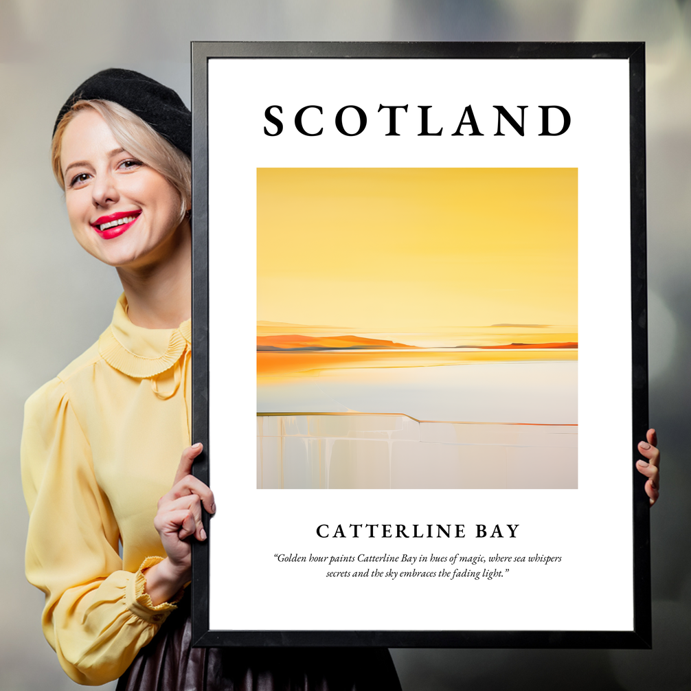 Person holding a poster of Catterline Bay