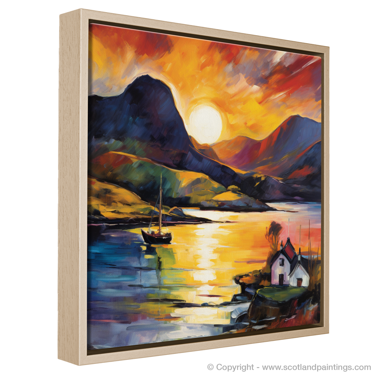 Sunset Blaze over Shieldaig Bay: A Fauvist Homage to Scottish Coves