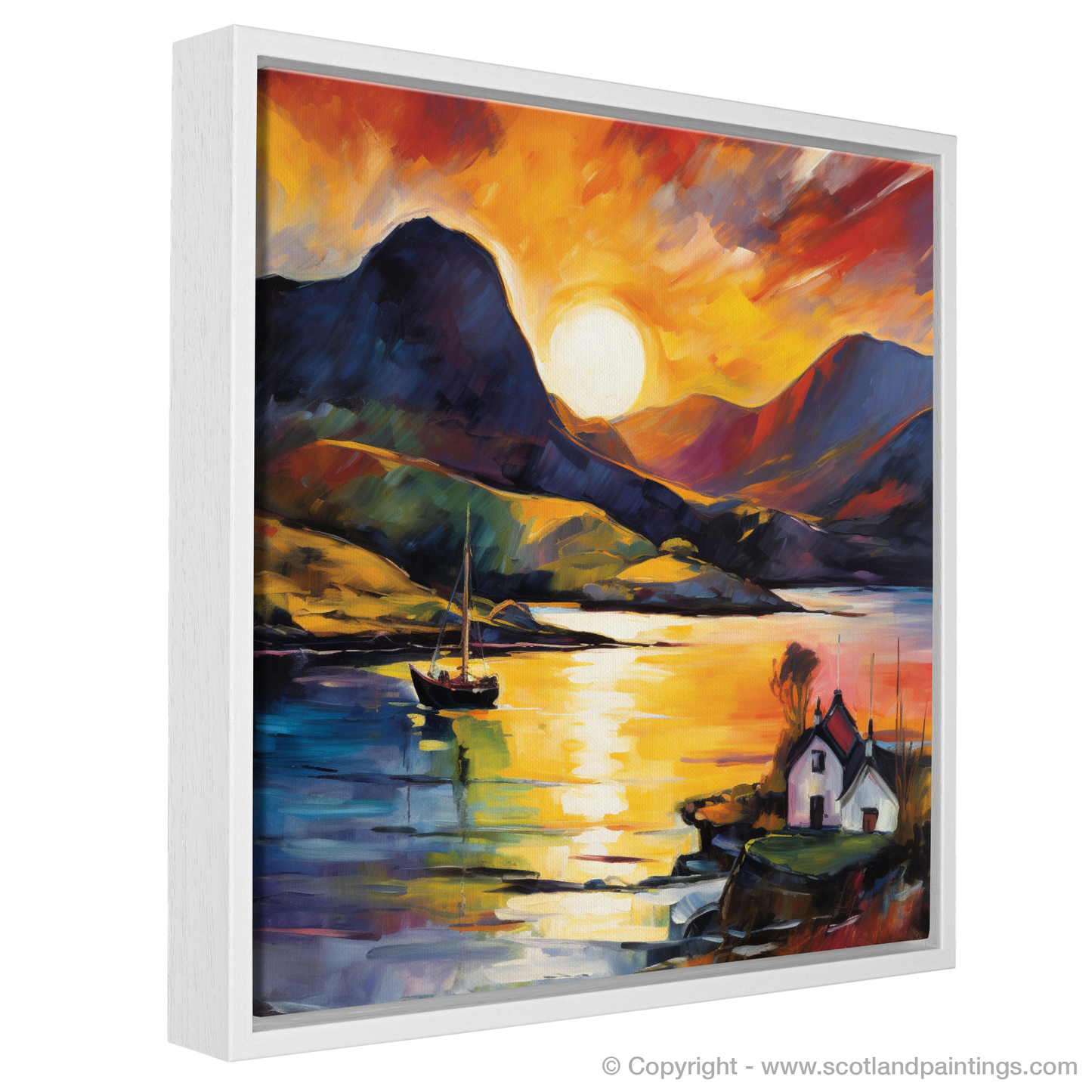 Sunset Blaze over Shieldaig Bay: A Fauvist Homage to Scottish Coves