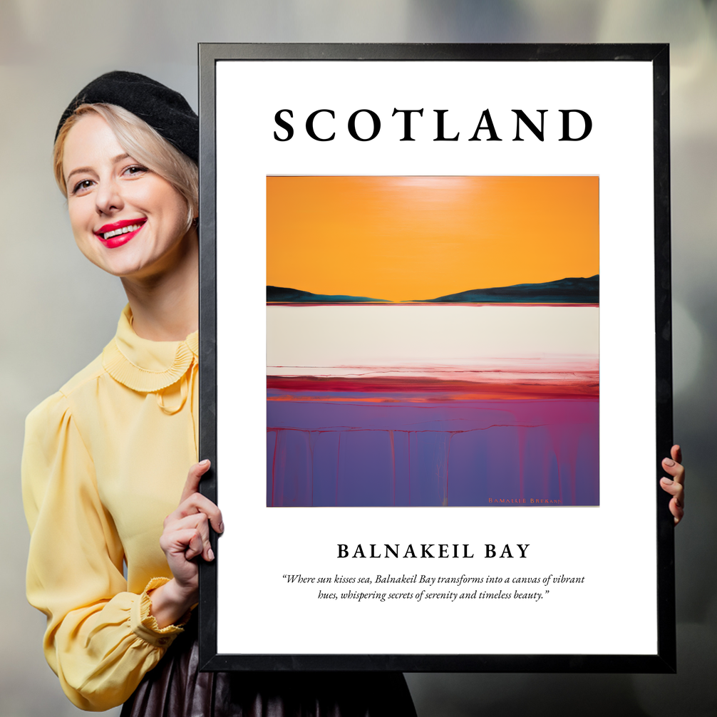 Person holding a poster of Balnakeil Bay