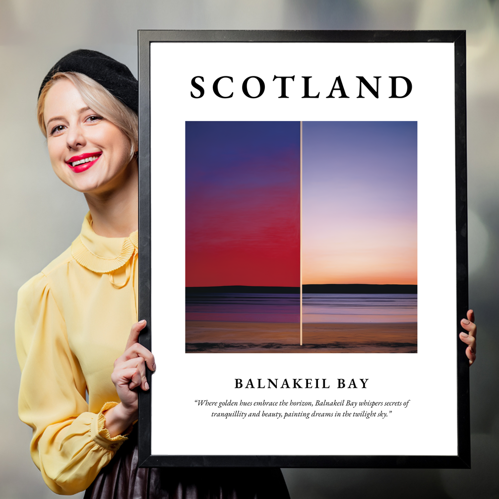 Person holding a poster of Balnakeil Bay