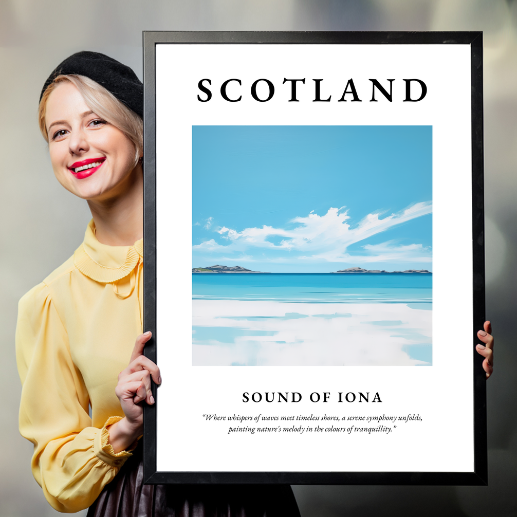 Person holding a poster of Sound of Iona