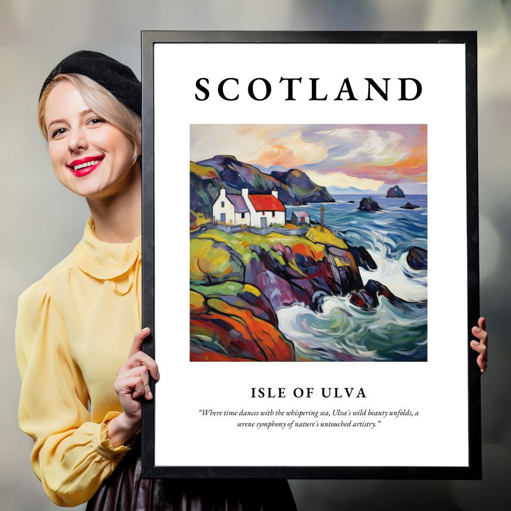 Person holding a poster of Isle of Ulva