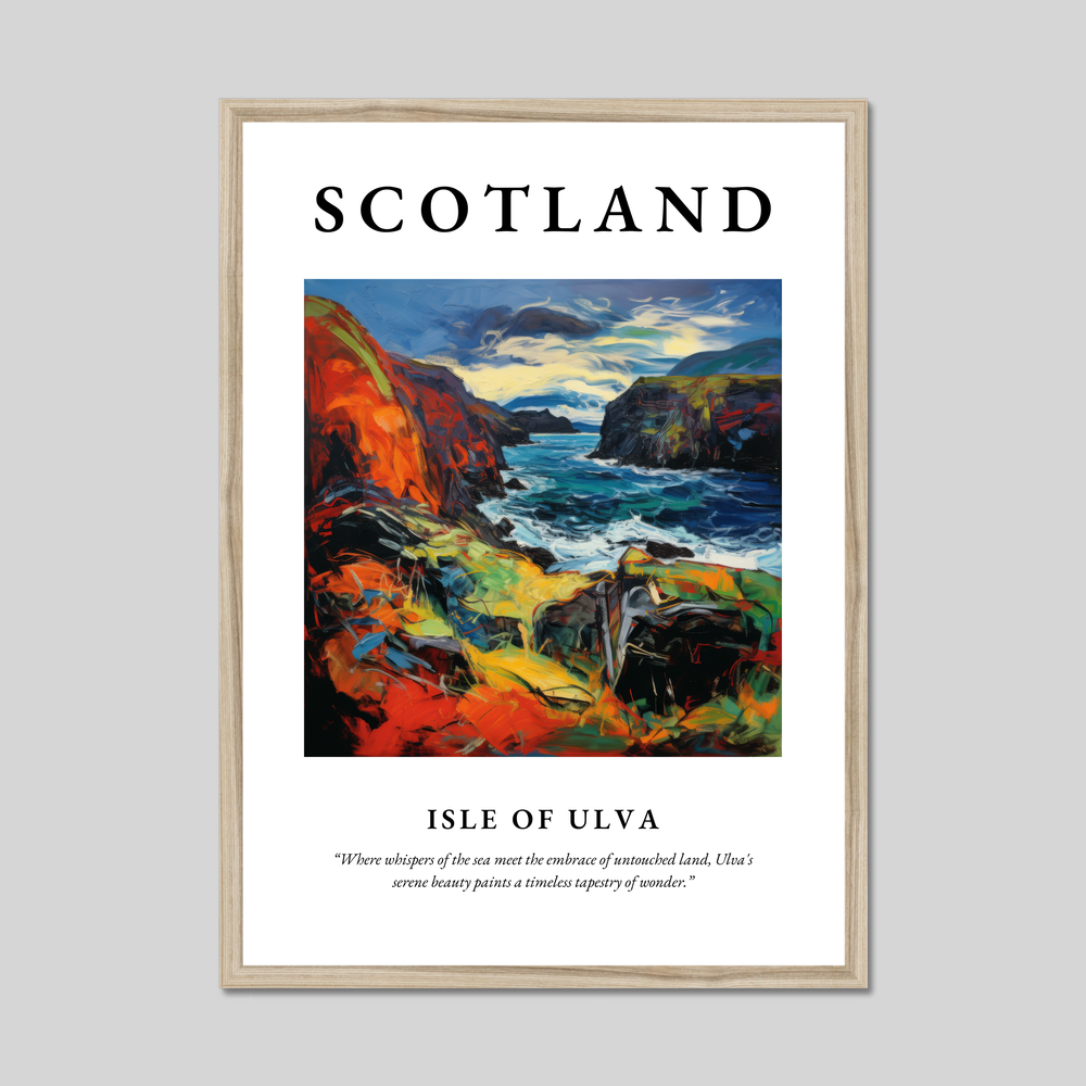 Poster in a natural frame with the word Scotland