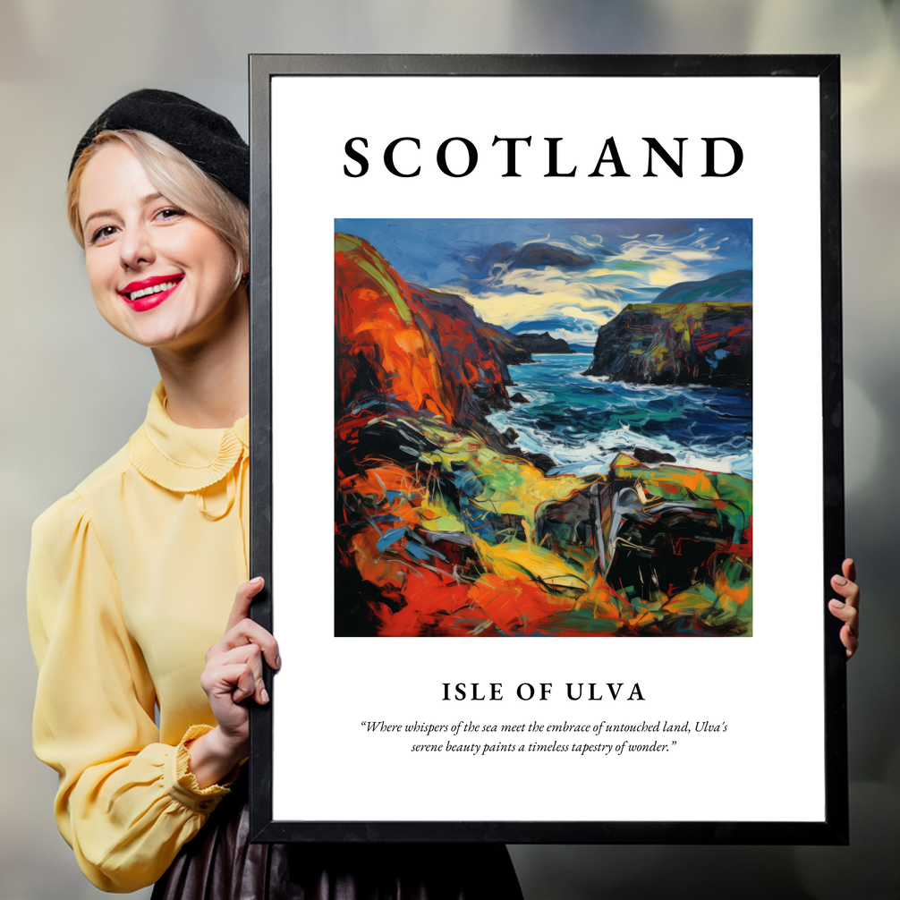 Person holding a poster of Isle of Ulva