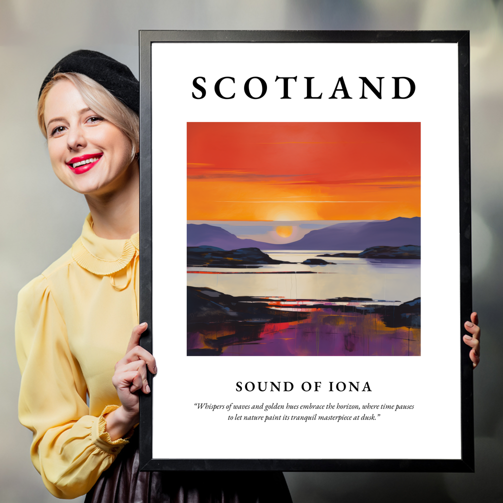 Person holding a poster of Sound of Iona