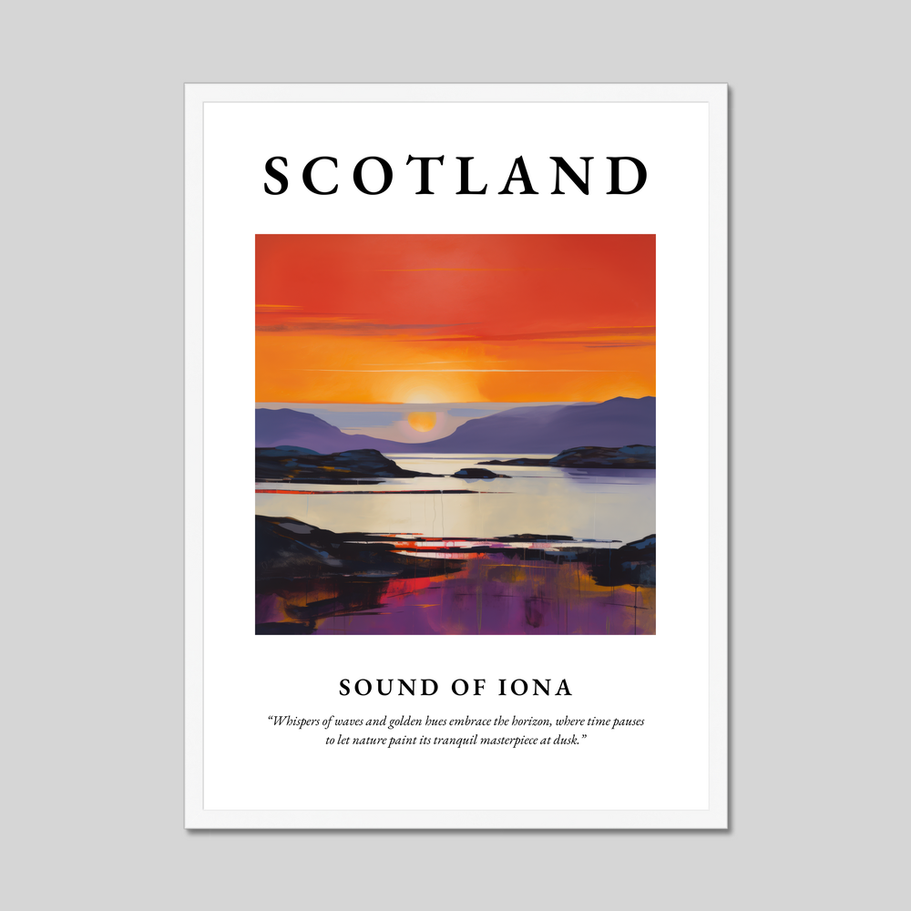 Poster in a white frame with the word Scotland