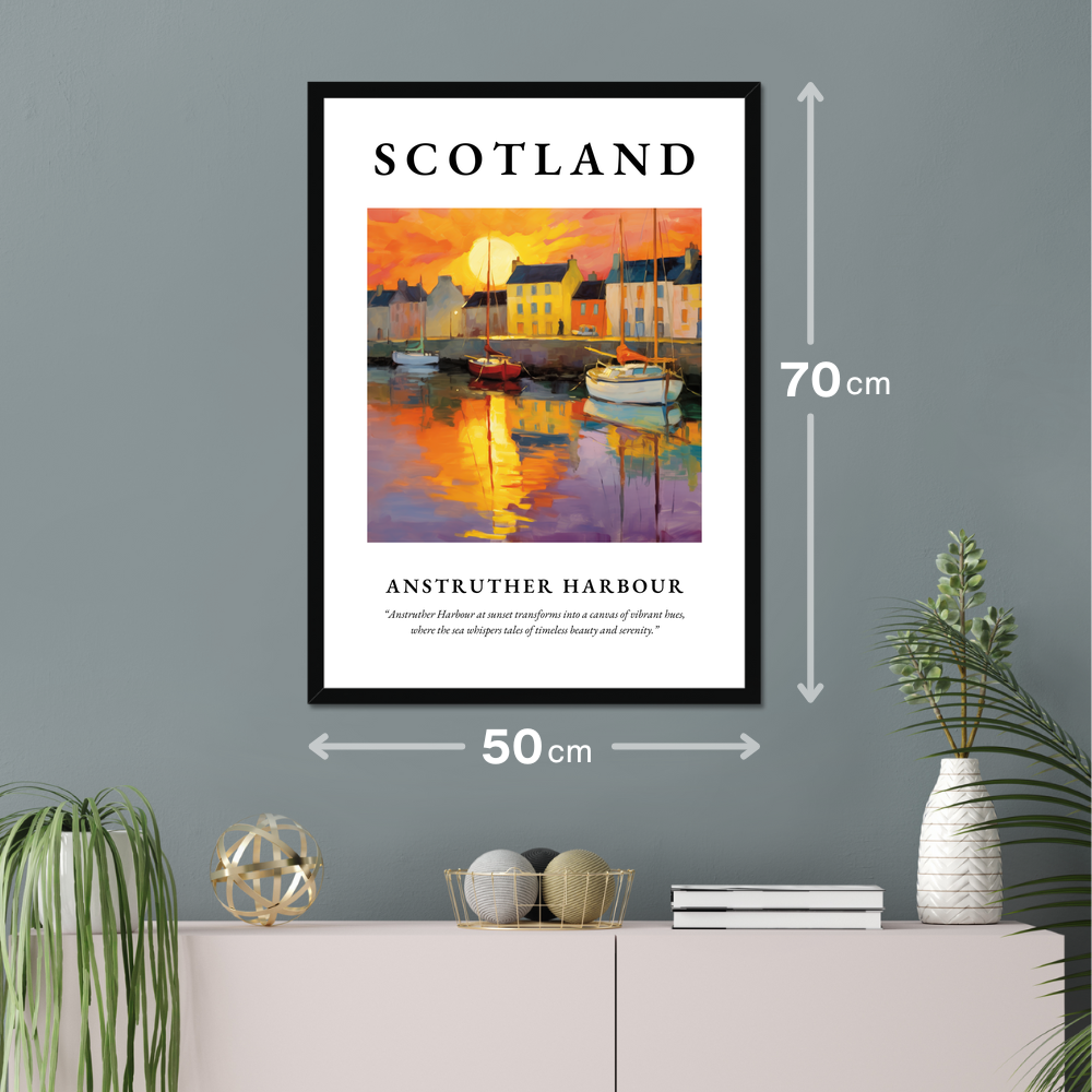 Poster of Anstruther Harbour hanging on a wall