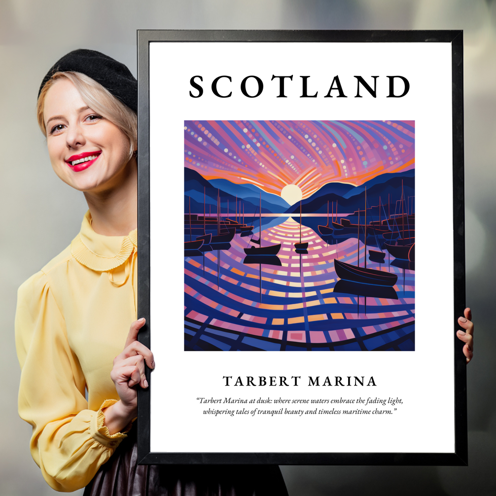 Person holding a poster of Tarbert Marina