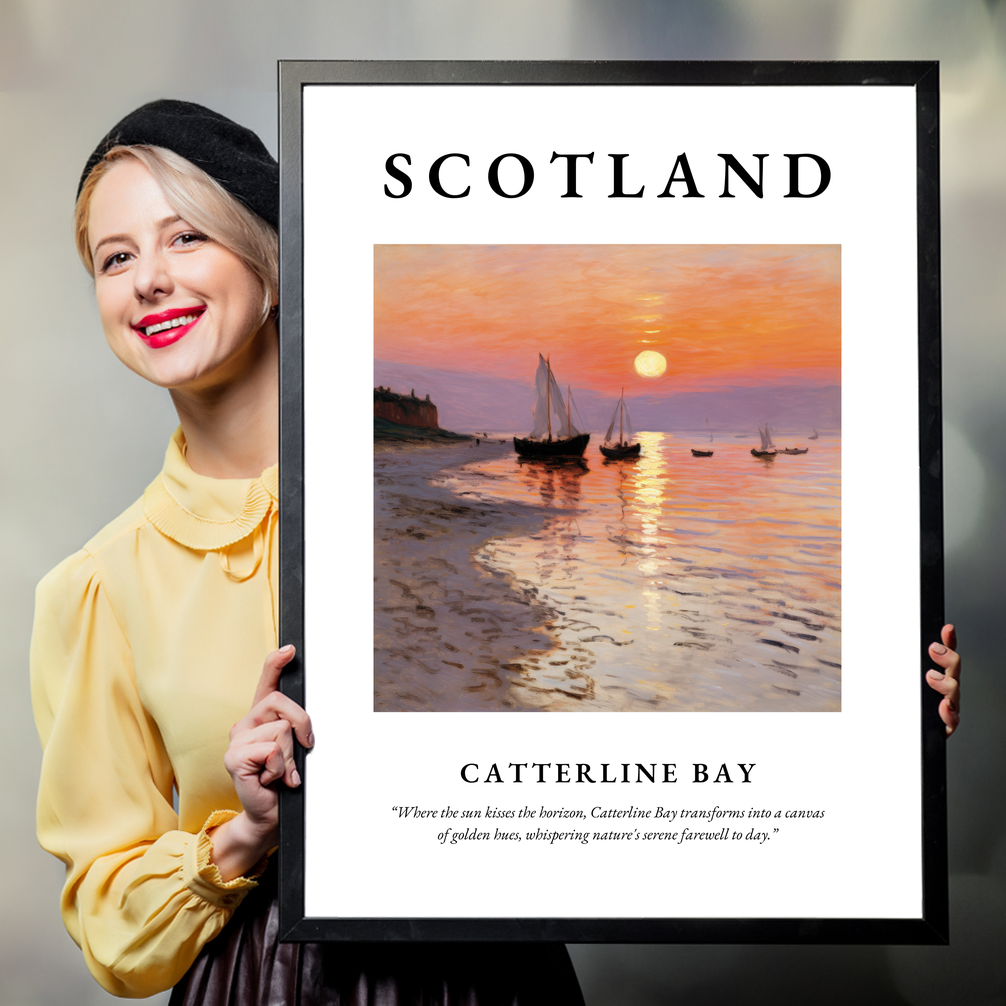 Person holding a poster of Catterline Bay