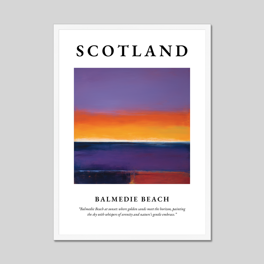 Poster in a white frame with the word Scotland