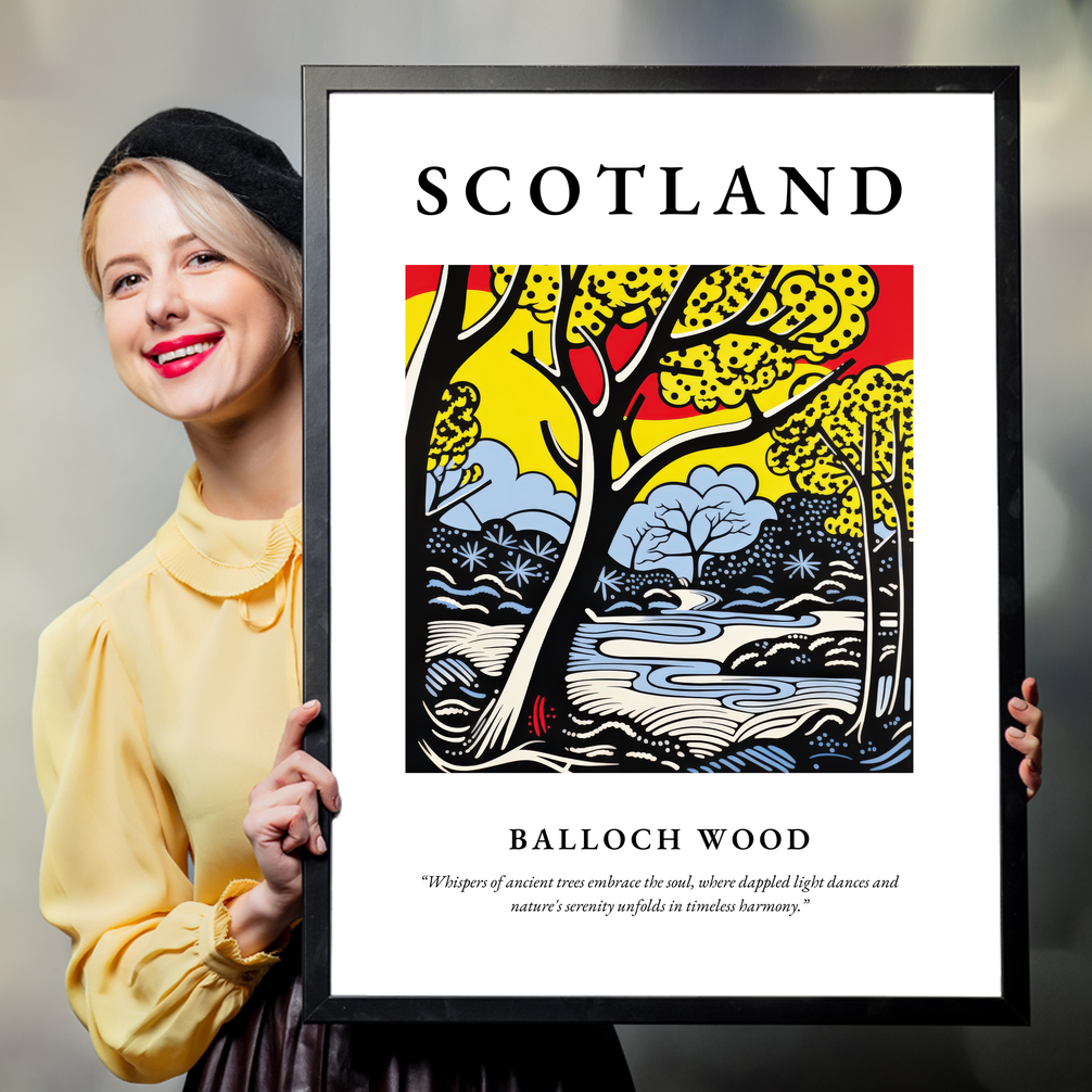 Person holding a poster of Balloch Wood